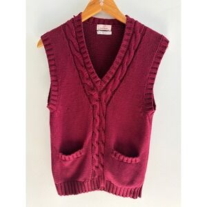 Vntg Mark Shale Cable Knit Sweater Vest Burgundy Preppy Academia  Grandpacore M